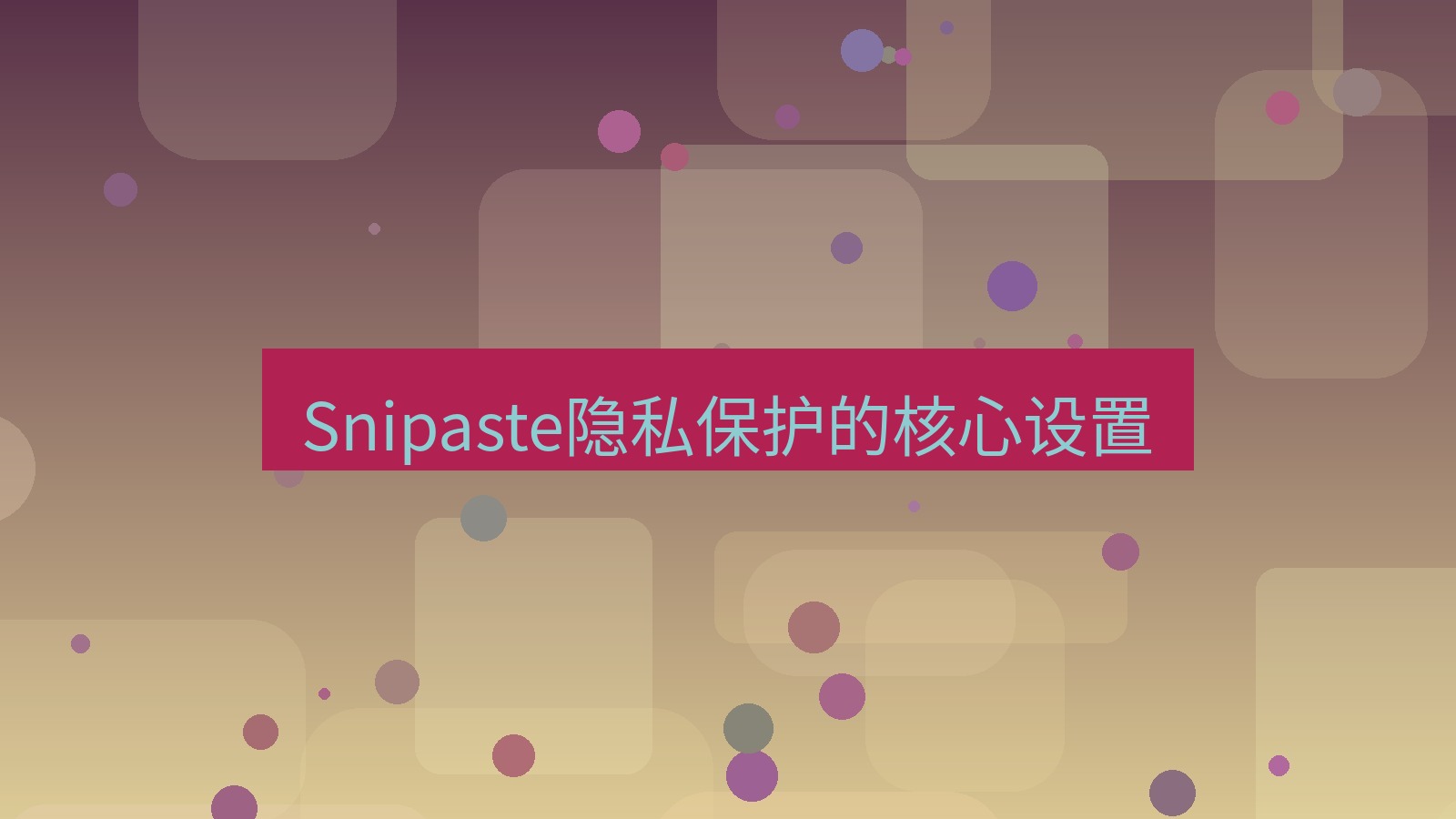 截图软件 Snipaste隐私保护的核心设置