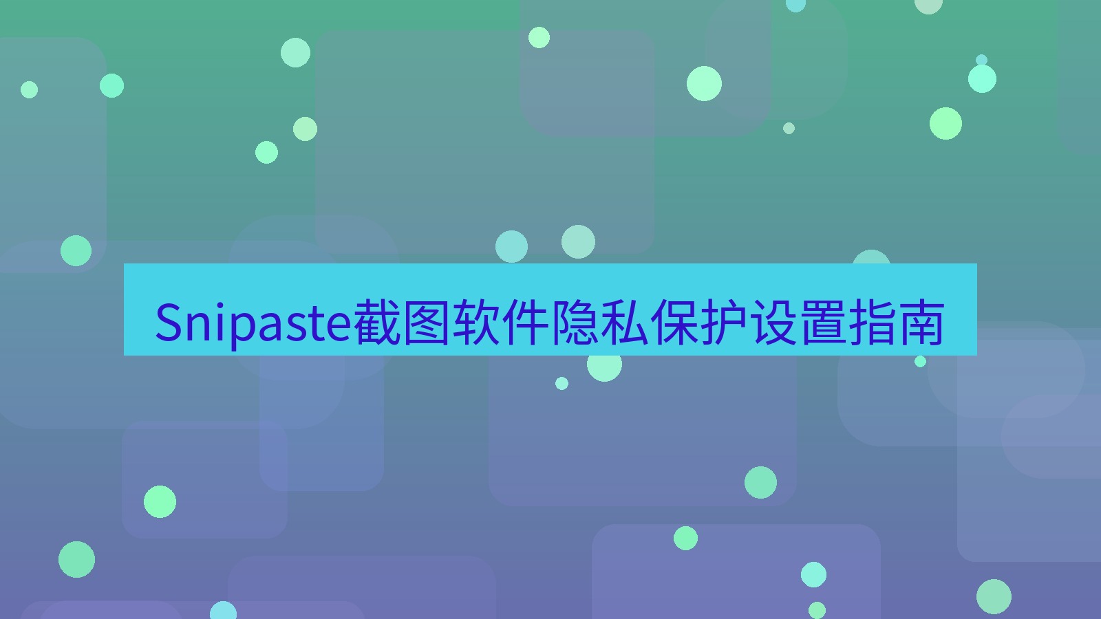Snipaste截图软件隐私保护设置指南