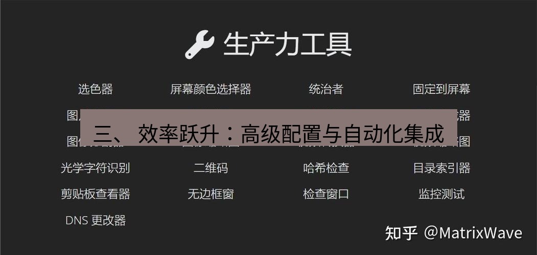 截图工具 三、 效率跃升：高级配置与自动化集成
